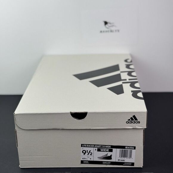 Size 9.5 Wide Mens Adidas Lite Racer Adapt 7.0 Black White Shoes IE6336 NEW - Picture 13 of 16